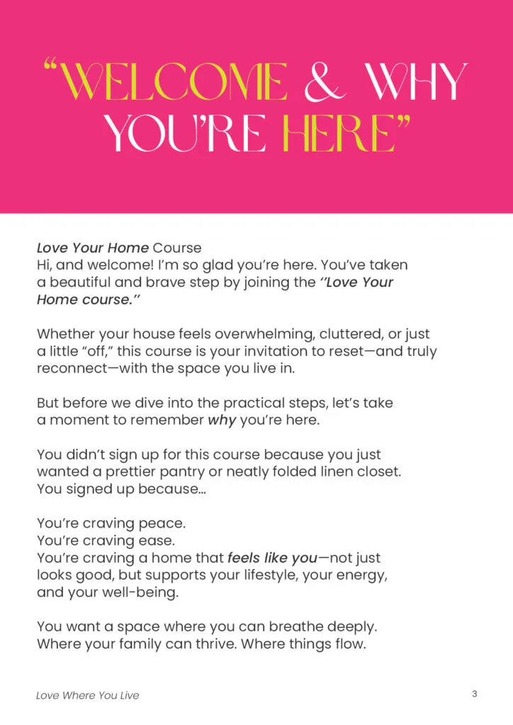 Love Your Home course chapter on decluttering habits